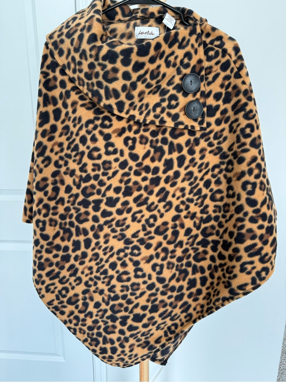 Kensie Kids Leopard Print Poncho Cape - Tan & Black